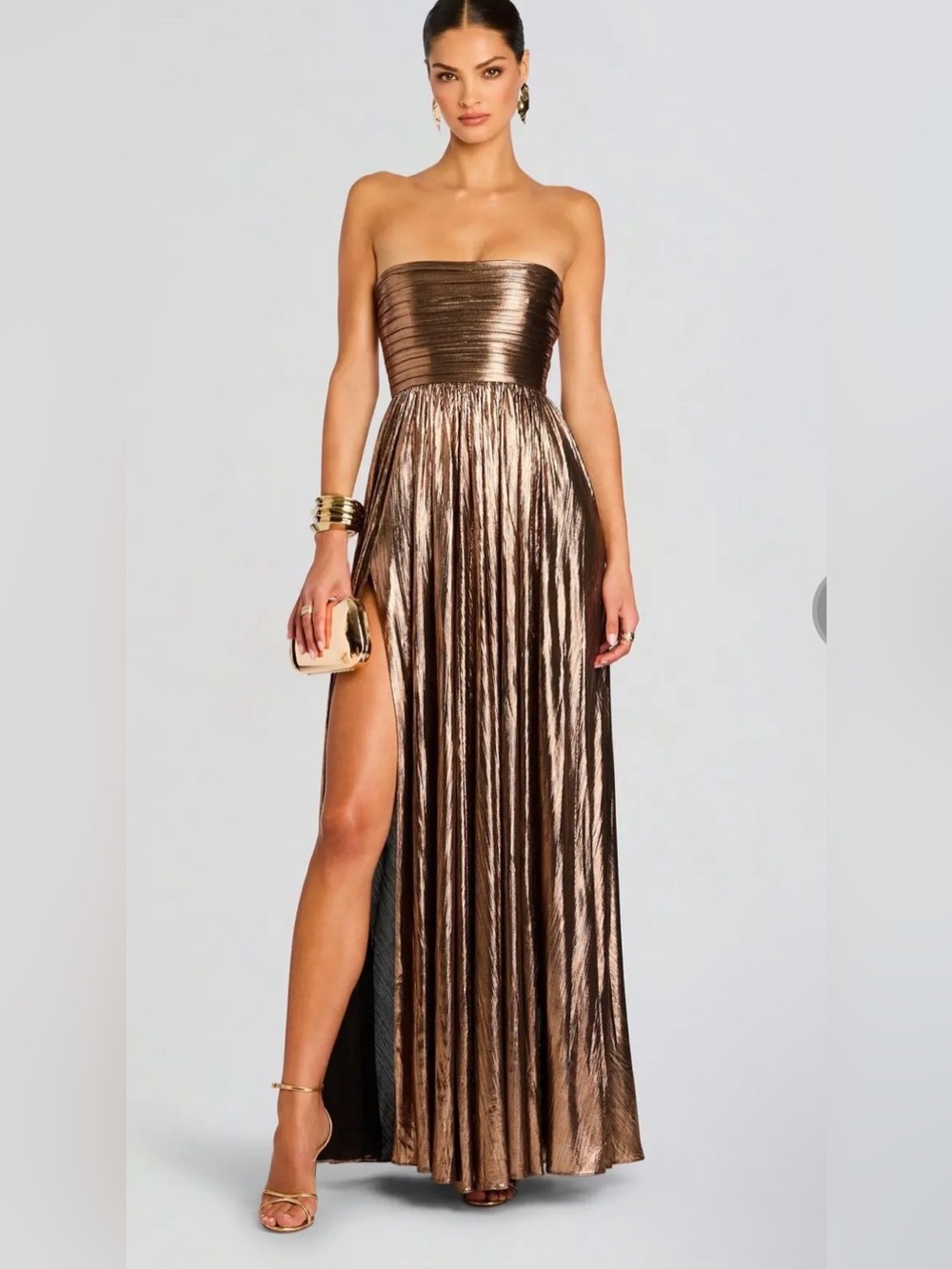 RETROFETE Iris Maxi Gown - Metallic Bronze M